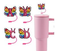 Stanley Cup Silicone Lid with 10mm Straw - 40oz Tumbler Mini Cute Top Set with 10pcs MM Protector and Butterfly Pieces (4 Pack)