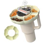 Stanley Cup Snack Tray With Handle - Silicone Bowl Compatible With 40 oz Tumbler, Ring Holder Top With Straw Cover, Reusable (Cream)