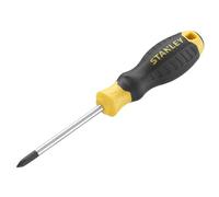 Stanley Cushion Grip™ Screwdriver Phillips Tip PH1 x 75mm, Made from high-Strength, Chrome Vanadium Steel with Strong Magnetic Black Oxide tip