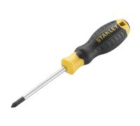 Stanley Cushion Grip™ Screwdriver Pozidriv Tip PZ1 x 75mm, Made from high-Strength, Chrome Vanadium Steel and Strong Magnetic Black Oxide tip
