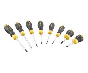Stanley Cushion Grip™ Screwdriver Set, 8 Piece, Engineered from high-Strength, Chrome Vanadium Steel to Reduce The Chance of tip Breakage. The Strong Magnetic Black Oxide tip