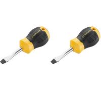 Stanley Cushion Grip™ Stuby Screwdriver Flared Tip 6.5 x 45mm, Made from high-Strength, Chrome Vanadium Steel with Strong Magnetic Black Oxide tip (Pack of 2)