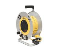 STANLEY Electrical Open Metal Drum Cable Reel 240V 13A 4-Socket + 2 USB 25m