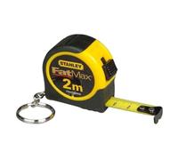 STANLEY FATMAX 2M (13mm wide) Keychain Tape Measure | 13mm Blade Width, Class II Accuracy, Tru-Zero Hook, 90cm Standout, Durable Tylon Blade Coating, Compact Design