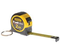 STANLEY FATMAX 2M (13mm wide) Keychain Tape Measure | 13mm Blade Width, Class II Accuracy, Tru-Zero Hook, 90cm Standout, Durable Tylon Blade Coating, Compact Design