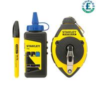 Stanley FatMax 30M Chalk Line Reel + 113G Blue Chalk & Fine Marker Pen, 0-47-681