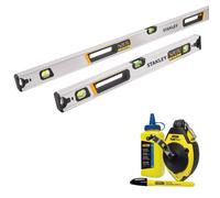 Stanley FatMax 600mm 1200mm Spirit Levels + Chalk Line FMHT43672-1 FMHT43676-1