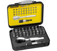 Stanley Ratchet 1-13-904 Set Of 32 Pc. 1/4 In Drive Bits (25mm) & Mag Bit Holder