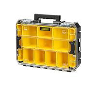 Stanley FMST82967-1 FatMax Pro-Stack Organiser (Stackable Tool Box, with Transparent Lid, with 10 Sorting Inserts, for Small Components and Acces