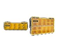 STANLEY FATMAX Pro 1/3 Shallow Stackable Storage Organiser for Small Parts, Removable Compartments, FMST1-75781 with 2/3 Shallow Stackable Storage Organiser for Small Parts, FMST1-75779