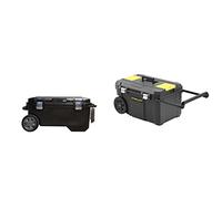 STANLEY FATMAX Pro Rolling Toolbox Chest, Heavy Duty Metal Latch & Rolling Toolbox Chest with Heavy Duty Metal Latch, 2 Lid Organisers for Small Parts, Portable Tote Tray for Tools, STST1-80150