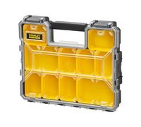STANLEY FATMAX Pro Shallow Toolbox Stackable Storage Organiser for Small Parts, Removable Compartments, 1-97-519