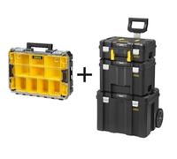 Stanley Fatmax Pro-Stack 4 Piece Mobile Tool Storage Tower Inc Organiser Box