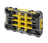 STANLEY® FATMAX® PRO-STACK™ Large Shallow Organiser - Removable Dividers, Transparent Lid, Portable Stackable Storage System, Carry Handle, 43.8 x 7 x 24.5cm for Small Parts & Accessories