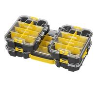 STANLEY® FATMAX® PRO-STACK™ Organiser Bundle - 3pc Set, 1 Large & 2 Small Shallow Organisers, Removable Dividers, Stackable Storage System, Transparent Lid, Portable Tool Organisers
