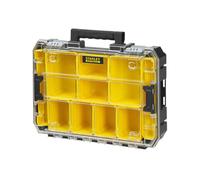 Stanley FMST82967-1 FatMax Pro-Stack Organiser (Stackable Tool Box, with Transparent Lid, with 10 Sorting Inserts, for Small Components and Acces
