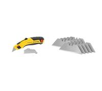 STANLEY FATMAX Retractable Utility Knife 0-10-778, Silver/Yellow & Utility Blades (Pack 10)