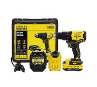 STANLEY FATMAX SBD710D2K 20V 13 mm 1900 RPM Cordless Brushless Drill Machine Driver, 60 Nm Torque, 2.0Ah Li-ion Batteries with Charger, Kit Box, 2 Speed Gearbox, 2 Year Warranty, YELLOW & BLACK