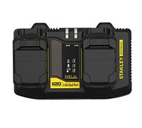 Stanley FatMax SFMCB24 Dual Bay Fast Charger (18 Volt, 4 Amps, 2 Batteries Charged in parallel, for all Stanley FatMax V20 Battery Series, Batteries Not Included)