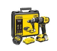 Stanley Fatmax SFMCD726D2K-QW 18 Volt Cordless Hammer Drill (2 Speed Gearbox, Brushless Motor, Max. Torque 80 Nm, LED Light, Includes 2 x 18 V/2 Ah Batteries, Charger, Belt Clip, Case)