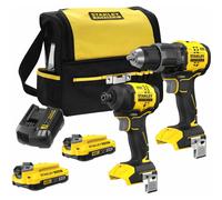 Stanley FatMax V20 2 Piece 18v Cordless Power Tool Kit 2 x 2ah Li-ion Charger Bag