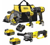 Stanley FatMax V20 4 Piece 18v Cordless Power Tool Kit 2 x 4ah Li-ion Charger Bag
