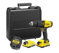 STANLEY FATMAX V20 Cordless 3 Gear Hammer Drill Driver, Includes 2X 2.0Ah Li-Ion Batteries and 1.25A Charger, 18V, SFMCD711D21-GB