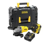 STANLEY FATMAX V20 Cordless Brushless 125mm Angle Grinder, Includes 4.0Ah Li-Ion Battery, 2A Charger and PROSTACK Case, 18V, SFMCG710M1T-GB