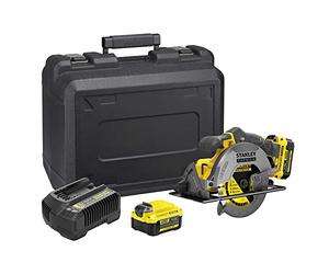 Stanley FATMAX V20 Cordless Circular Saw 18 V Li-Ion Brushless Motor 165 mm Speed 4000 RPM Angled Cuts Up to 50° 1 Case 2 x 4 Ah Batteries 1 Charger SFMCS500M2K-QW