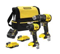 STANLEY FATMAX V20 Cordless Hammer & Impact Driver Kit, SFMCK201D2S-GB | Brushless Motor Technology, Includes 2x 2.0Ah Li-Ion Batteries, 2A Charger and Soft Bag, 18V