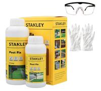Stanley Fence Post Mix 1x(Component A) 12,7 fl oz and (Component B) 10,1 fl oz, Concrete Alternative Expanding Foam for Fence Post and Fast Setting Easy Installation, 2 Bottle 1 Pack