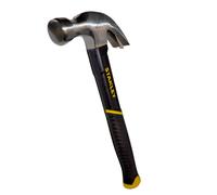 Stanley Fibreglass Claw Hammer 20oz Curved Carbon Steel Head Soft Grip Handle