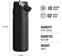 Stanley IceFlow Flip Straw 2.0 Sports Water Bottle With Straw 1.06L - 15 Hours Cold - 3 Days Iced - Stainless Steel - BPA Free - Leak Resistant - Fits in Cup Holder - Dishwasher Safe - Frost