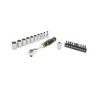 Stanley FMMT82679-0 Set De Trinquete 1/4" 120 Teeth + Bits for DIYers & Professionals, Built for Repair, Installation and Workshop tasks, 11-piece Set