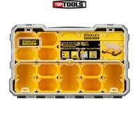 STANLEY FATMAX Pro 2/3 Shallow Stackable Storage Organiser for Small Parts, 6 Removable Compartments, FMST1-75779, Black
