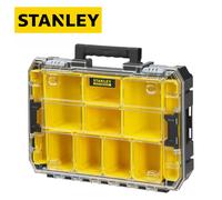 Stanley FMST82967-1 FatMax Pro-Stack Organiser (Stackable Tool Box, with Transparent Lid, with 10 Sorting Inserts, for Small Components and Acces