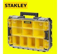Stanley FMST82967-1 FatMax Pro-Stack Organiser (Stackable Tool Box, with Transparent Lid, with 10 Sorting Inserts, for Small Components and Acces