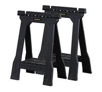 STANLEY Folding Junior Work Bench Saw Horse Twin Pack, with Tray for Tools and Small Parts, STST1-70355, Black
