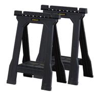 STANLEY Folding Junior Work Bench Saw Horse Twin Pack with Tray for Tools and Small Parts STST1-70355 Black