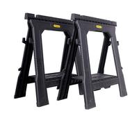 STANLEY Folding Work Bench Saw Horse Twin Pack Lightweight Rigid Plastic Frame STST1-70713