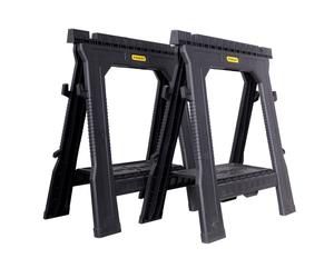 STANLEY Folding Work Bench Saw Horse Twin Pack Lightweight Rigid Plastic Frame STST1-70713