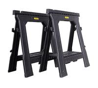 STANLEY Folding Work Bench Saw Horse Twin Pack, Lightweight Rigid Plastic Frame, STST1-70713