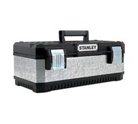 STANLEY Galvanised Toolbox with Heavy Duty Metal Latch, Portable Tote Tray for Tools and Small Parts, 23 Inch, 1-95-619