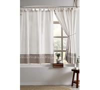 Stanley Hamilton Curtains, Tab Top Heading, Room Darkening, Hand Embroidered Panel Curtains, Cottage Collection available in 4 drops (Natural Beige/White, 167 W x 183 D cm Panel Size)