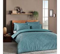Stanley Hamilton Duvet Cover Set, Bedding Set- Jacquard Polycotton 300TC (Aqua Blue, Double)