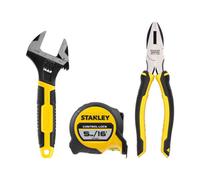 Stanley Hand Tool Kit - 5M Control-Lock Tape Measure, 180mm Combination Pliers & 150mm Adjustable Wrench