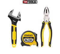 Stanley Hand Tool Kit- 5m Tape Measure, Combination Pliers & Adjustable Wrench