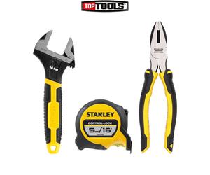 Stanley Hand Tool Kit- 5m Tape Measure, Combination Pliers & Adjustable Wrench