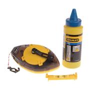 Genuine Stanley Power Winder 30m Chalk Line Reel &Mini Level+Blue Chalk 0-47-465