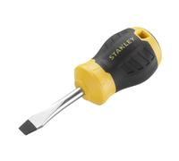 Stanley Cushion Grip™ Stuby Screwdriver Flared Tip 6.5 x 45mm, Made from high-Strength, Chrome Vanadium Steel with Strong Magnetic Black Oxide tip